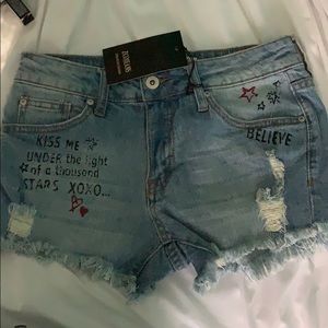 Jean shorts with cute writing
